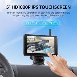 eRapta Magnetic Solar Wireless Backup Camera: HD1080P 5” Touchscreen Portable with DVR, BSD, 1-Min Install-Free IR Night Vision Hitch Backup Camera for Trailer/Truck/Small RV/Camper/Tractor-AWTCM501