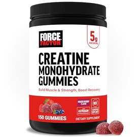 Force Factor Creatine Monohydrate Gummies, NSF Certified, 5g Dose for Men & Women to Support Muscle, Strength, Recovery, Cognitive Health & Memory, Mi