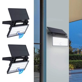 ZTAB Solar Outdoor light 1000 lumens,5000K daylight,motion sensor light outdoor,IP65 waterproof LED security light Bright solar wireless Wall lighting, adjustable wide Angle (2 pieces) Black