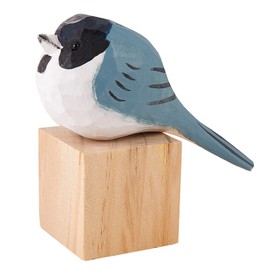 WEWAYSMILE Wooden Carved Bird Figurine, Hand Carved Painted Wooden Statues, Small Wooden Carved Bird, Cute Animal Ornament Craft for Home Office Desktop Decoration(Sparrow)