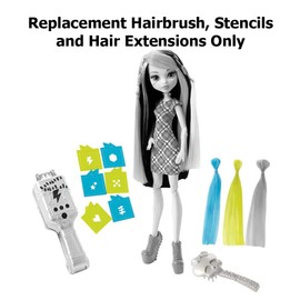 Replacement Parts for Monster High Voltageous Hair Frankie Stein Doll ~ DNX36 - Replacement Hairbrush, Stencils and Hair Extensions