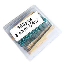 Jiefafa 3 1/4W, 3R1/4W, 3 ohm, 3 R 1/4W, 3Ωresistor, 3 ohm resistor, 3 ohm Metal resistor, 3 R Metal Film resistors 1/4w(0.25w) 1% tolerance 0.01 MF Metal Film Fixed Resistor 300 pcs