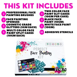 Fusion Body Art | Perfect Face Painting Kit for Professionals, Kids and Parents - Skin Safe Hypoallergenic Vegan Face Paints