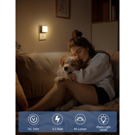 Generic Night Lights Plug into Wall, LED Night Light with Dusk-to-Dawn Light Sensor, 0.3W Warm White Plug in Night Light for Kids, Bedroom, Adults, Bathroom, 2 Pack, Non-dimmable, X-GY00502-2