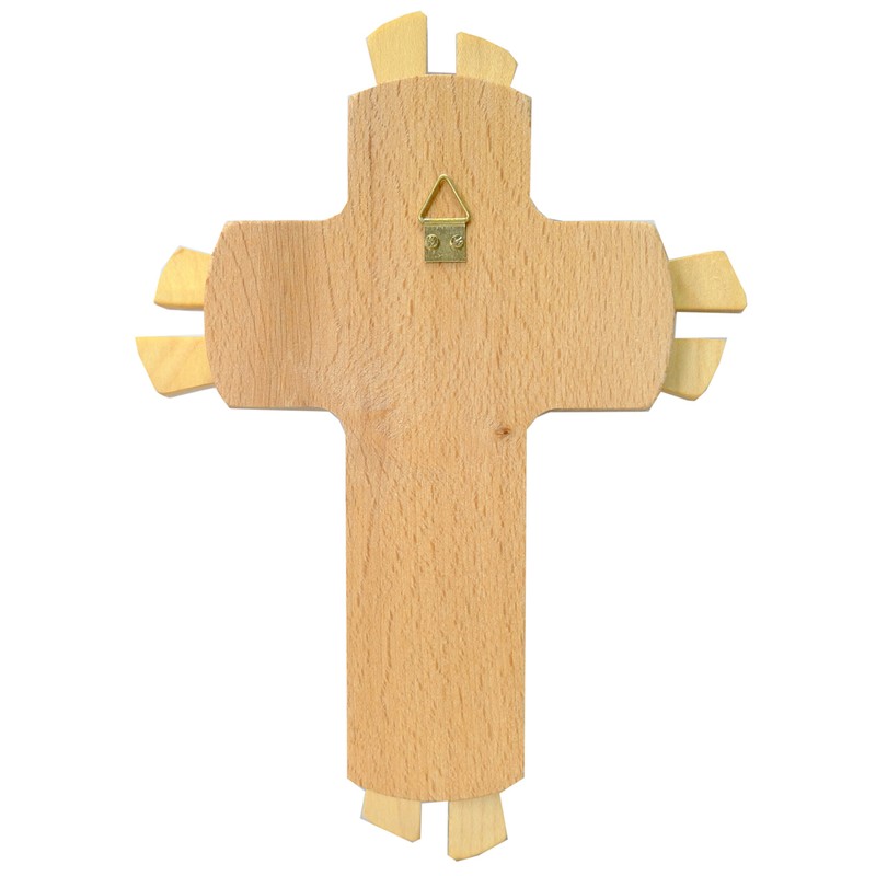 Kalner Präsente Crucifix en bois de hêtre mural moderne