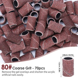 ANBEISTEE Sanding Bands Nail Drill Bits 210 Pieces Grits Electric File Nail Sanders #80#120#180, 3/32 Inch Mandrel Bit, for Nail Drill Bits for Acrylic Nails, Manicure and Pedicure Tools