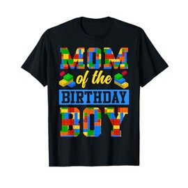 Mom Of The Birthday Boy Building Block Bday Party T-Shirt