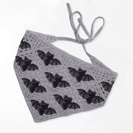 BEIMEITU Crochet Bat Design Hairband,Triangle Head Scarf for Girls,Knitted Headband Headscarf for Women,Crochet Hair Bandana Kit