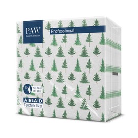 PAW Airlaid Napkins (40 x 40 cm) I Pack of 50 I Perfect for Christmas, Winter, Holidays I Christmas Eve Winter Time Table Decoration I Airlaid Napkins Fabric-Like - Conifer Forest I Conifer Forest