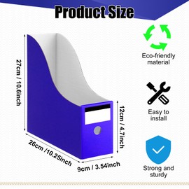 Thenshop 24 Pcs Cardboard Magazine File Holders Magazine Book Bin Box with Label Sticker Paper Organizer Storage Folder for Desk Shelves School Classroom Office Supplies (Classic,Navy Blue)