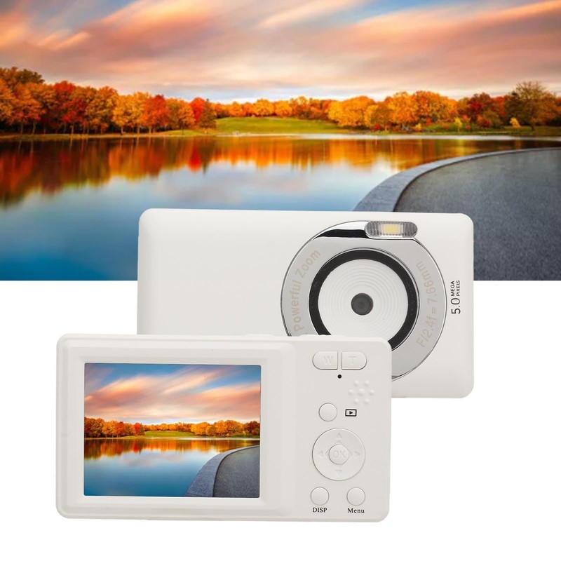 Digital Camera, White 50MP 4K 16x Zoom Vlogging Camera with