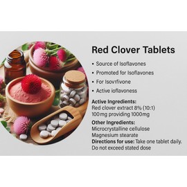 Red Clover Extract Tablets 1000mg (60 Tablets) Natural Supplement - Vegan Friendly