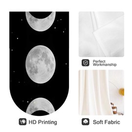 Coxila Moon Phase Kitchen Window Curtains 27.5 x 39 Inch Small Short Mini Cafe Rod Pocket Farmhouse Moonlit Gothic Witch Living Bedroom Room Home Treatment Set of 2 Curtain Panels Drapes Tiers