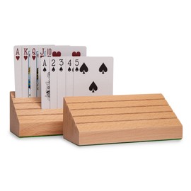 Black long Di fang Standard Size Solid Beech Playing Card Holder/Holder-2 Piece Set-Card Storage
