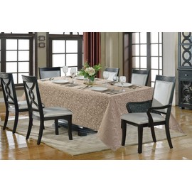 Home Beyond & HB design - 52 x 70 Inch Jacquard Rectangular Tablecloth, Waterproof Spillproof Wrinkle Resistant Polyester Table Cover Protector, Taupe