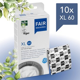 FAIR SQUARED XL Kondome 8 Stück 60 mm – Vegane Kondome 8er Pack aus fair gehandeltem Naturkautschuk – Kondom gefühlsecht hauchzart