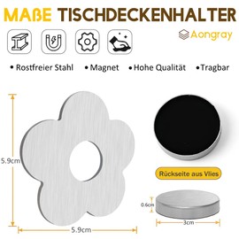 Aongray Pack of 8 Magnetic Tablecloth Weights, Extra Heavy Flower Magnetic Tablecloth Holder, Stainless Steel Table Cloth Clip for Outdoor Table Cloth Curtains