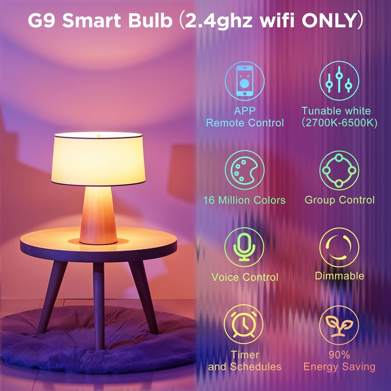 LEDEPLY WiFi G9 Smart Bulb, RGBCW, Compatible with Alexa Google
