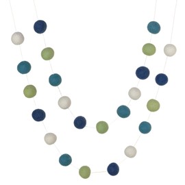 Spring Felt Ball Garland - 1" Balls- 100% Wool Felt- Green Blue White- Easter Mantle Banner, Summer Shelf Bunting, Baby Shower, Boy Nursery Decor, Children's Playroom, Gift