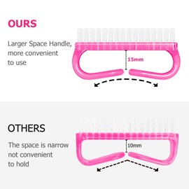 Larbois Handle Grip Nail Brush, Hand Fingernail Brush Cleaner Scrubbing Kit Pedicure for Toes and Nails Men Women (4 Pack)