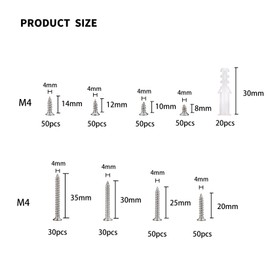 TOOINKCV 380pcs M4 Wood Screws Assortment Kit, Flat Head Self Tapping Screws Fasteners Kit，Stainless Steel Sheet Metal Screws, Drive Countersunk Head Screws, Selbstschneidende Schraubensortiment