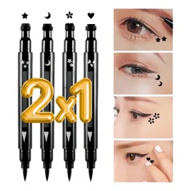 Delineador De Ojos Negro Plumón Y Sello De Figuras Belleza F Efecto Luna                                                                              