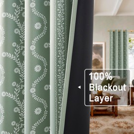 LIMON HOME Blackout Cafe Curtains 54 Inch Length Boho Curtains Sage Green Farmhouse Curtain for Small Window