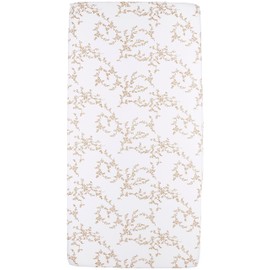 Lenzuolo per lettino Meyco Baby Branches (lenzuolo in 100% cotone jersey, confortevole e traspirante, perfetta vestibilità grazie alla coulisse elastica, dimensioni: 60 x 120 cm), sabbia