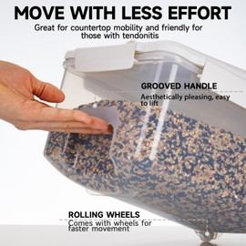 LivLab Mker 10 lbs Cereal Containers Storage - Airtight Flour Storage Container with Lids & 10 lbs Rice Dispenser, BPA Free Pantry Containers for Sugar and Cereal, White