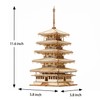 wa-gu-mi Five-storied Pagoda Wooden Architecture 3D Puzzle - Fun DIY