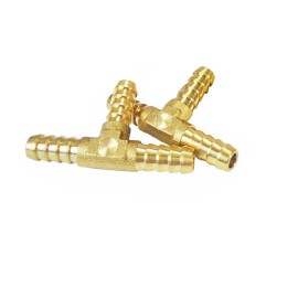 sashow 5/32" Brass ID Hose Barb Tee 3 Way Union Pipe Fitting for Water/Fuel/Air 2pcs