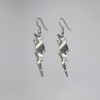 Real Metal Lightning Bolt Earrings Polished Silver Dangle #986