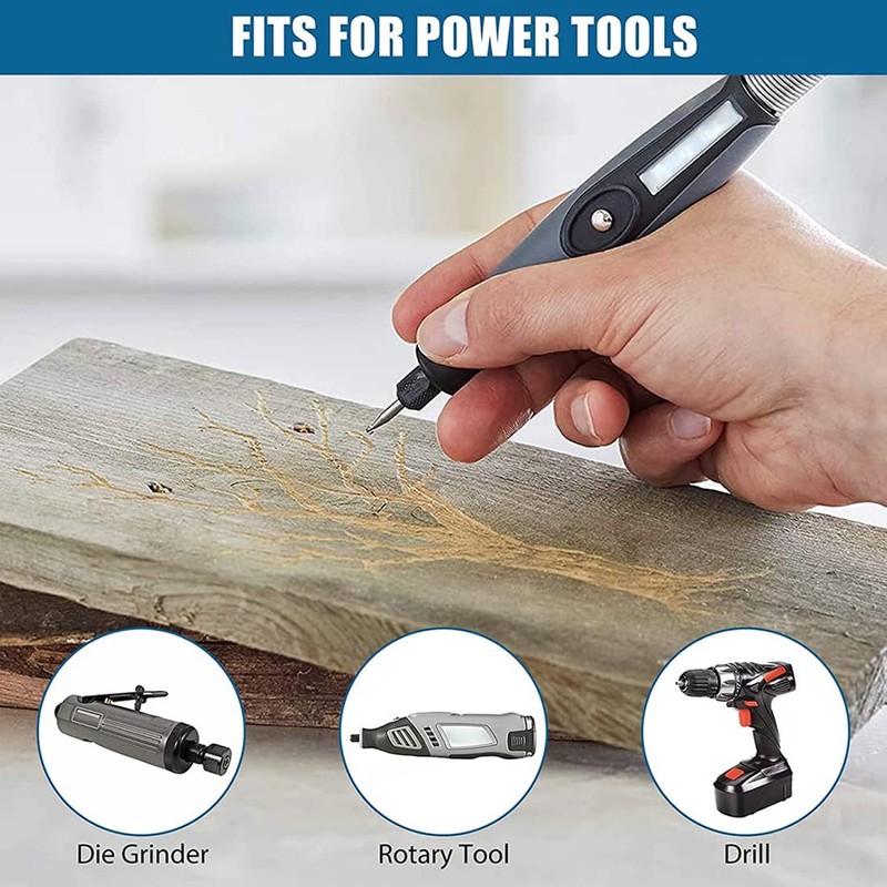15Pcs Wood Carving Grinder Bits and 5Pcs Engraving Drill Bit
