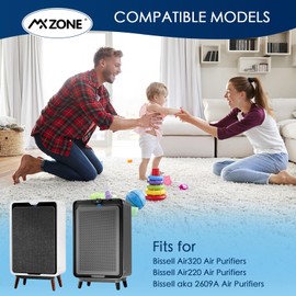 2 Set Air220 Air320 Filter Replacement Compatible with Bissell Air320 Air220 aka 2609A Air Purifier, 2678 True and Pre Filter, 2677 Activated Carbon Filter Included