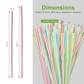 50 Straws Disposable, 8.5" Bendable Disposable Drinking Straws, Disposable Plastic Drinking Straws, Striped Assorted Colors, for Drinks, Milk Flexible (50, Classic colored stripes, 8.5'')