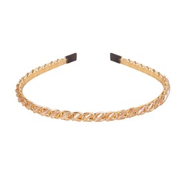 YARN & INK Women's Thin Crystal Diamond Headbands Non Slip, Light Gold Fashion Headband Cute Beaded Bling HairBand Hair Accessories Vintage for Women Girls (Champagne Crystal)