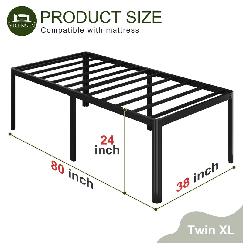 Yicensen 24 Inch High Twin XL Bed Frames with Rounded
