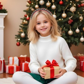 Jeffdad 2Pcs Christmas Headpieces Christmas Headband, Christmas Holiday Red Green Bells Headbands for Women Adults Kids Christmas Party Supplies