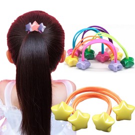 Wenlly 14-teilige Süßigkeiten Farbe Haargummis, süßer doppelköpfiger Stern elastischer Pferdeschwanz Halter, süße Haar Scrunchies, Haarzubehör