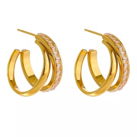 Unbranded CASSINI Hoops - Mid-size half hoop earrings, studded, high quality cubic zircon