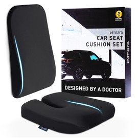 Elmara Doctor-Designed Car Seat Cushions for Driving – Car Seat Back Support, Driver Seat Cushion and Back Cushion for Car, Pillow for Driving Seat – The Ultimate Comfort Solution for Cars (Ink Black)