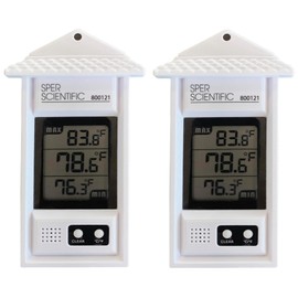 Sper Scientific Compact Digital Min/Max Thermometer 800121 - Wide Range Temperature Logger with Clear LCD Display - Ideal for Laboratories, Food Storage, HVAC & Greenhouses - 2 pc