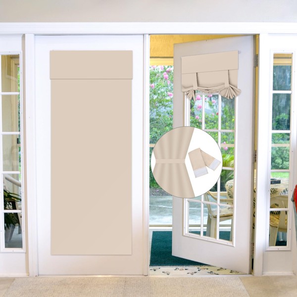 Blackout Door Curtains,French Door Blinds Stick On Curtains for Privacy