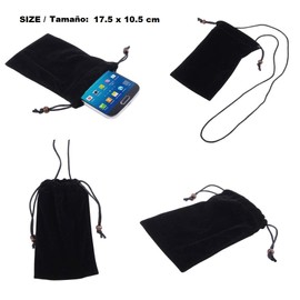 DFV mobile - Case Cover Soft Cloth Flannel Carry Bag with Chain and Loop Closure for THL Knight 1 - Black