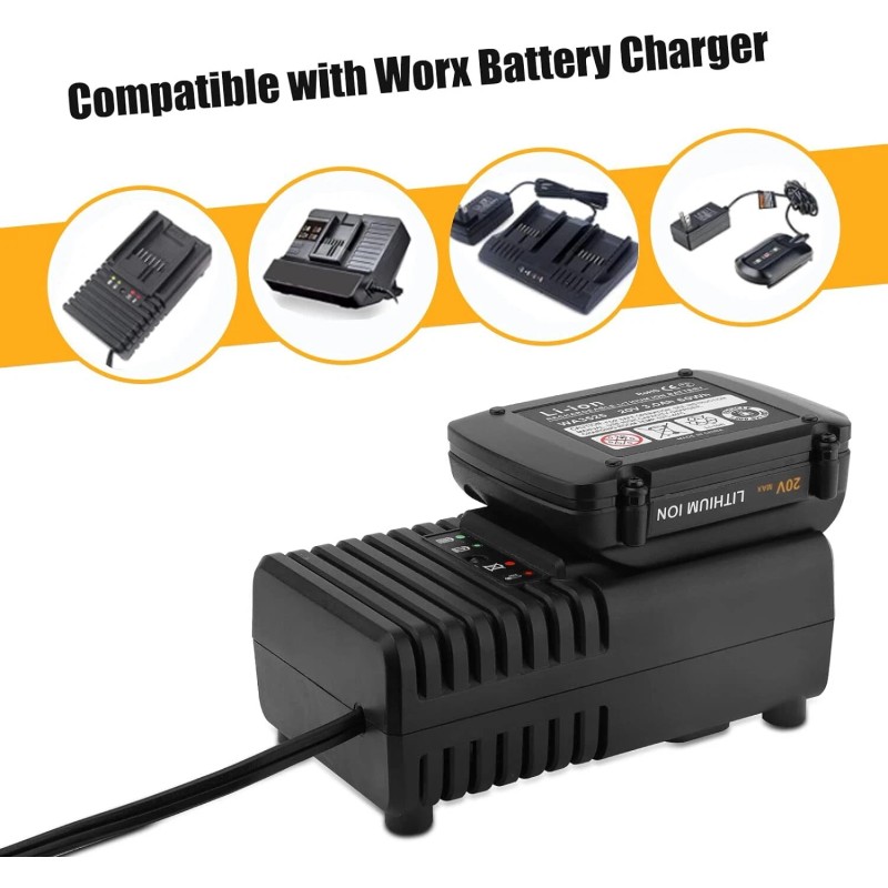 For WORX 2pack For WORX 20V MAX Extend Lithium Battery