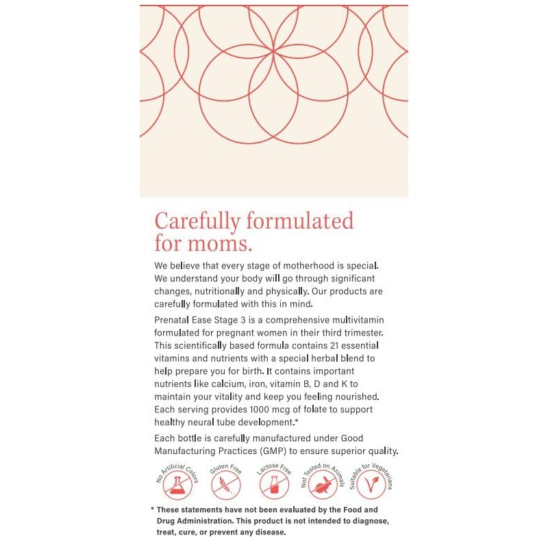 Prenatal Ease Prenatal Ease Stage 3, Third Trimester Multivitamin, Contains