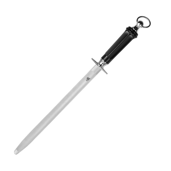 MITSUMOTO SAKARI 10 inch Professional Knife Sharpening Steel Honing Rod, Japanese Kitchen Steel Knife Sharpener, High Carbon Flat Honing Steel(ABS Handle & Powerful Magnet)