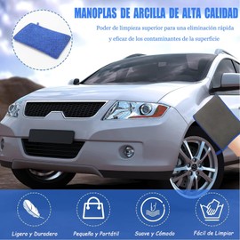 RAINBOWSTREET 2PCS Guantes de Limpieza de Arcilla - Guantes de Limpieza de Arcilla con Gafas Impermeables, Microfibra Reversible, Adecuado para la Limpieza de Todas Las Superficies del Coche