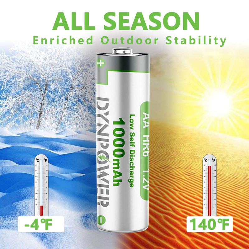 Dynpower NiMH AA 1000mAh Rechargeable Batteries 1.2V,Pre-Charged Double A for