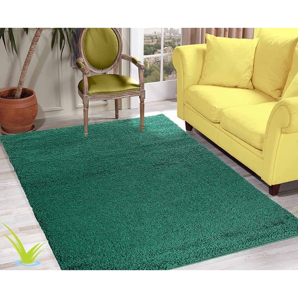 Wadan 160x230cm Emerald Small Large Shaggy Rug Modern Rugs Living Room Extra Large Small Medium Rectangular Size Soft Touch Thick Pile Living Room Area Rugs Non Shedding